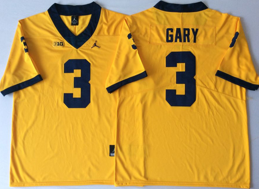 NCAA Men Michigan Wolverines YELLOW #3 GARY->->NCAA Jersey